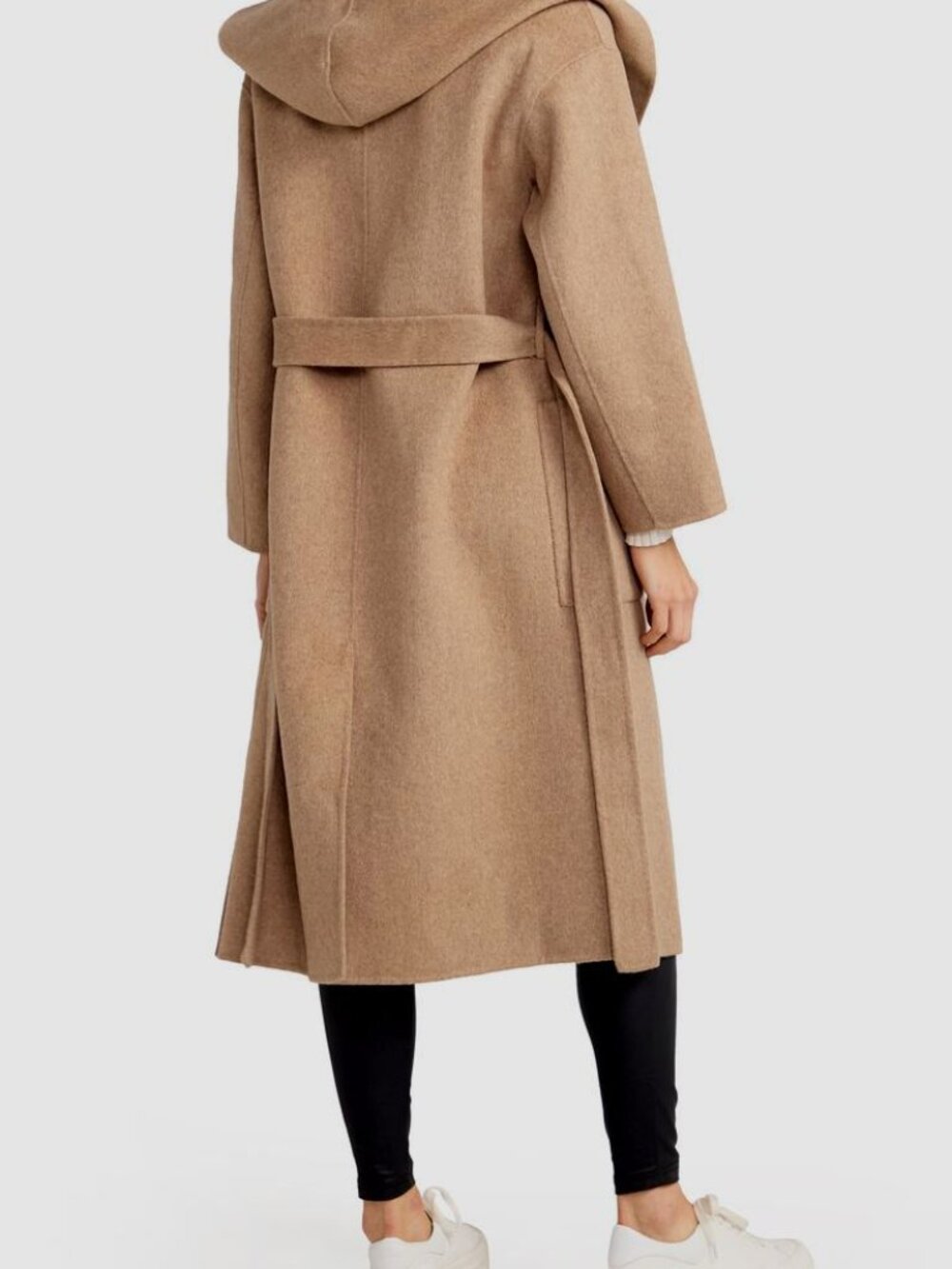 NWT Women’s Camel Double Sided Wool Coat with Hood Winter Overcoat - Picture 8 of 9